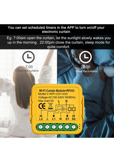Geeksen Tuya Wıfı 433 Akıllı Perde Modülü - Alexa/google Uyumlu Ses Kontrollü Motorlu Panjur Ve St