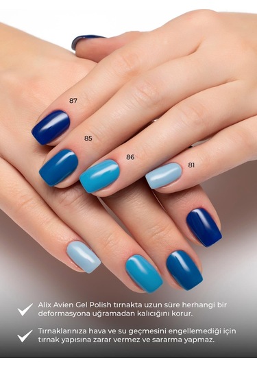 Alix Avien Gök Mavi Kalıcı Oje 86-yoğun Renk Veren Jel Oje 12 Ml-nail Uv Gel Polish 86