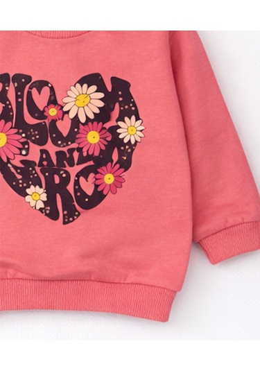 HelloBaby Kız Bebek Pamuklu Sweatshirt Desenli Model Mor - Mercan