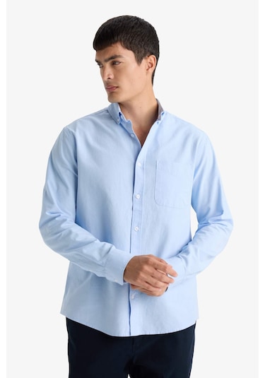 DeFacto %100 Pamuk Regular Fit Polo Yaka Oxford Basic Düz Uzun Kollu Gömlek A8028AX25SPBE196 DeFacto %100 Pamuk Regular Fit Polo Yaka Oxford Basic Düz Uzun Kollu Gömlek A8028AX25SPBE196