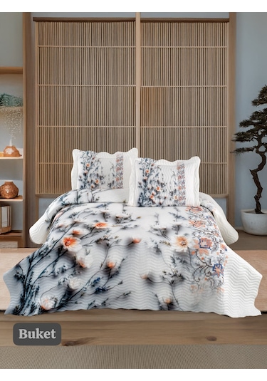 Örtüm Çift Kişilik Kapitone Yatak Örtüsü Açık Sarı