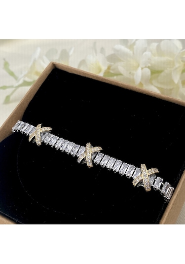 X Bileklik Xoxo Baget Zirkon Su Yolu Çelik Silver-Gold