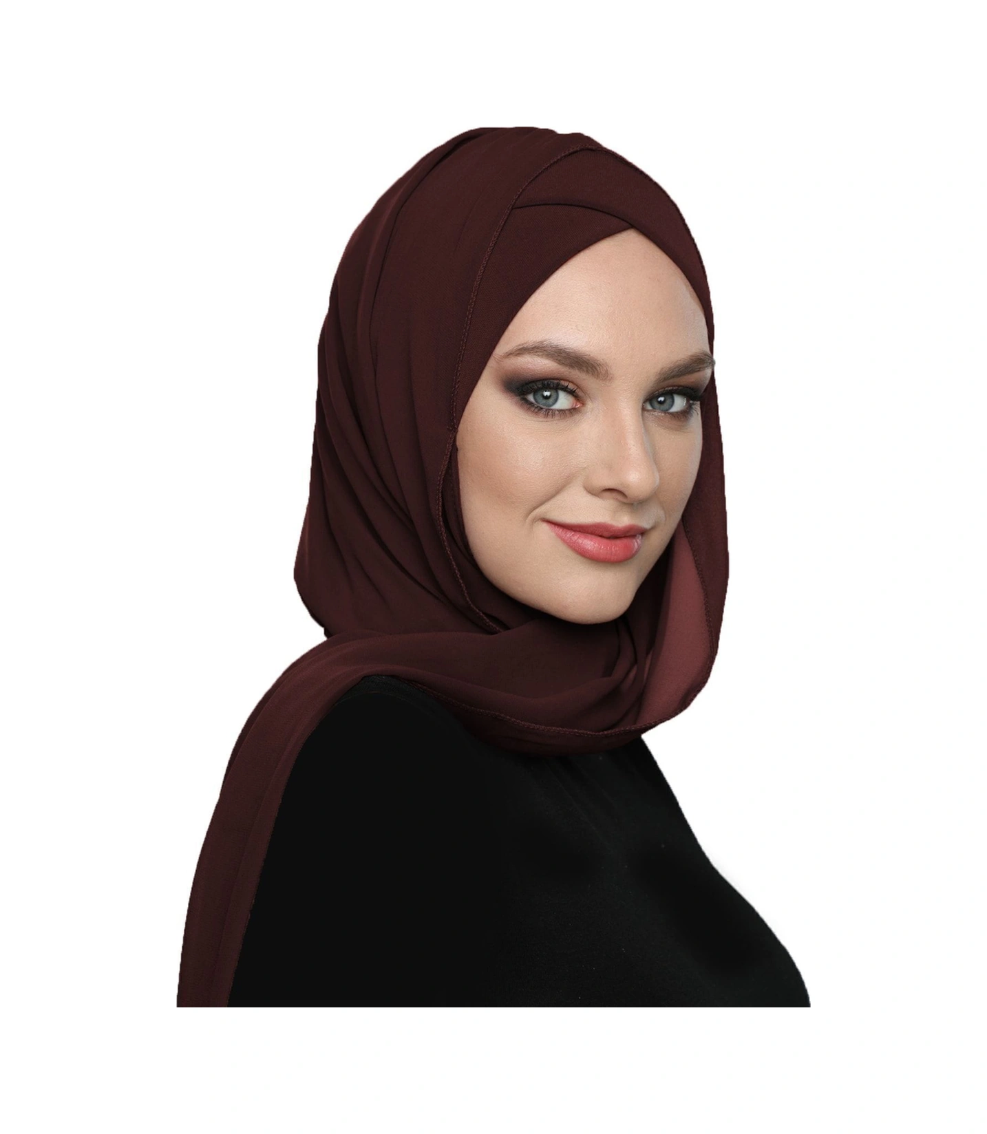 Şallı Takmatik Sade Kahve Hazır Türban Tesettür Bone Namaz Örtüsü Kahve