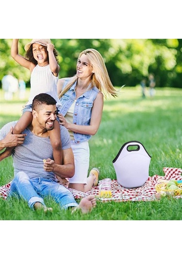 Xurunkeji Süblimasyon Boş Öğle Yemeği Çantası Yeniden Kullanılabilir Yalıtımlı Termal Öğle Yemeği Kutusu Taşıma Çantası Fermuarlı El Çantaları Beyaz