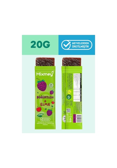 Mixmey Çilek Böğürtlen Karma Meyve Barı 24 Adet | Sağlıklı Atıştırmalıklar Vegan, Glutensiz 20gr X 24 Adet