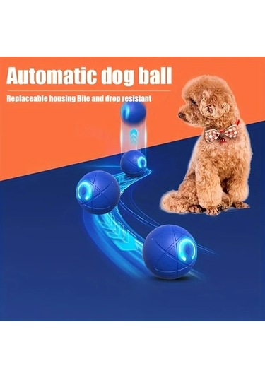 Chuangyinshop Mavi Interaktif Otomatik Köpek Topu Oyuncağı - Dayanıklı Çiğneme Topu