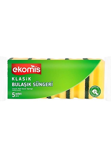 Ekomis Klasik Yeşil Sünger Oluklu 5 Li 2 Paket