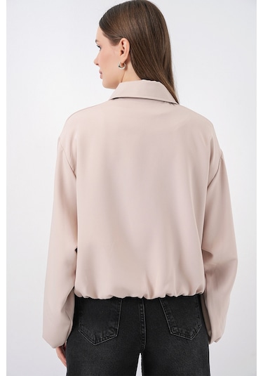 Bigdart Kadın Oversize Fermuarlı Ceket 0735 - Krem