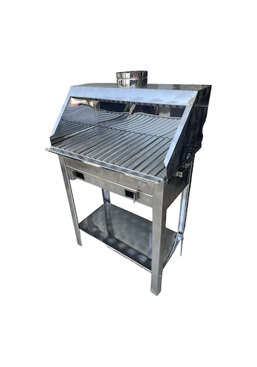 Kömürlü Mangal Paslanmaz 35 X 60 Cm Bacalı Barbekü Maksi Boy