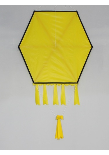 Kumaş Çerçeveli Altıgen Uçurtma - Düz Renk(Sarı)