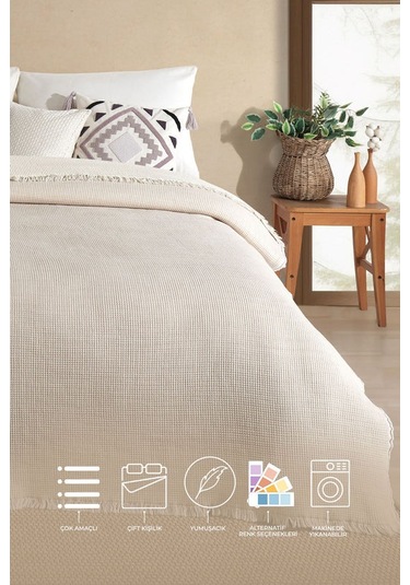 Elart Rubby Müslin Pike Çift Kişilik 210x230 Cm Vizon Vizon