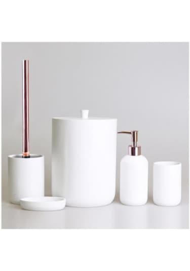 By Selim Home Elegance Beyaz Polyester 5 Parça Banyo Seti Beyaz