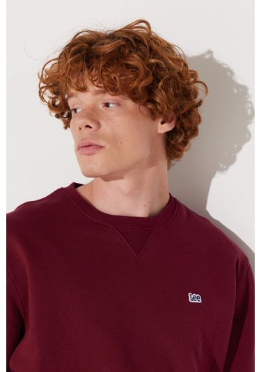 Lee Regular Fit Normal Kesim Bisiklet Yaka %100 Pamuk Bordo Erkek Sweatshirt L81IRYA84 Bordo
