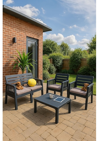 Silva Minderli 2+1+1+s Antrasit Balkon&bahçe&teras Takımı Antasit