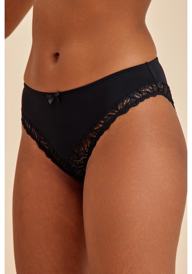 Luna Siyah Dantelli Slip Külot Siyah