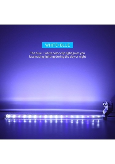 My Topped 22cm Akvaryum Klips Led Aydınlatma, Mavi Beyaz, Balık Ve Mercan Renkleri, Uygun Farklı Akvaryumlar İçin