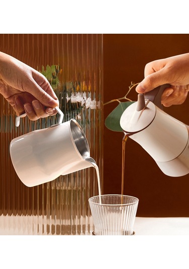 Alocs Taşınabilir Mocha Pot 450 Ml 9 Cup Beyaz