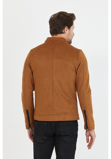 Erkek Taba Dar Kesim Süet Ceket Mont- Taba