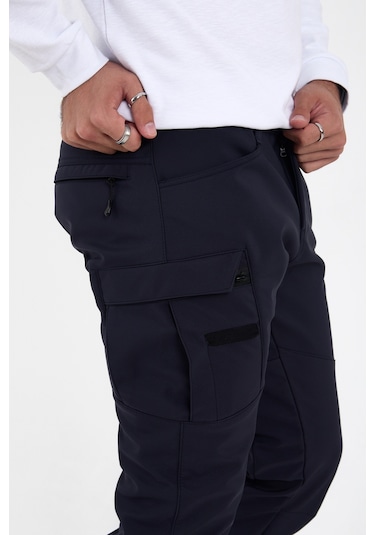 Camp Scoutland Camp592 Outdoor Softshell Su ve Rüzgara Dayanıklı içi Polarlı Kışlık Erkek Lacivert Taktik Pantolon Lacivert