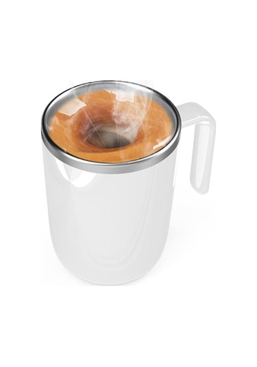 Pazly 360ml Otomatik Karıştırıcı Bardak, Paslanmaz Çelik, Ipx6 Su Geçirmez, Kahve & Isı Suyu İçin Beyaz, Elektriksiz, Hedi Beyaz