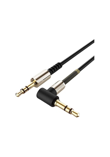 3.5mm Aux Kablosu Jak Erkek Erkek L Tipi 1 Metre Ses Aktarım Kabl