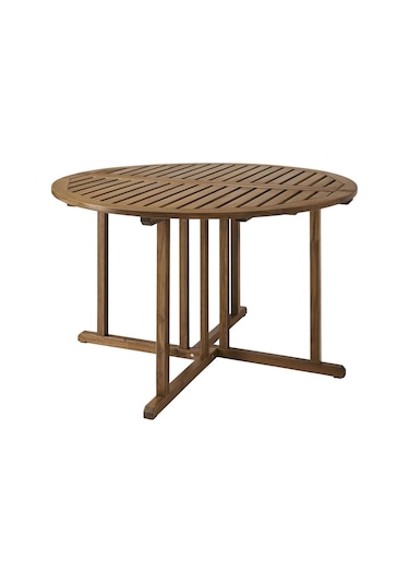 Yemek Masası, Açık Kahverengi, 130 Cm Balkon,teras,bahçe Masa Ahşap Yuvarlak Kahverengi