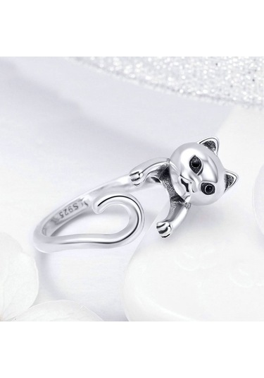 Fastbuy 925 Ayarlı Gümüş Kedisi Zırcon Aksesuarlı Çok Renkli Naive Yüzük Çok Renkli