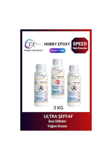 3 Kg Hobi Epoksi Speed/ Hızlı Kuruma/ Şeffaf Epoksi Reçine Ince D