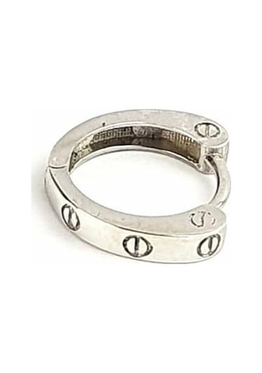 Çivi Detaylı 925 Ayar Gümüş Halka Tek Erkek Küpe