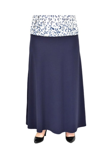 Kadın Uzun Lastikli Kloş Etek Bgl-st04728 Lacivert