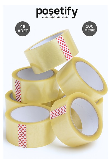 45mm X 100 Metre Koli Bandı Güçlü Yapışkanlı Şeffaf Paketleme Bandı 48 Li Set 1 Adet