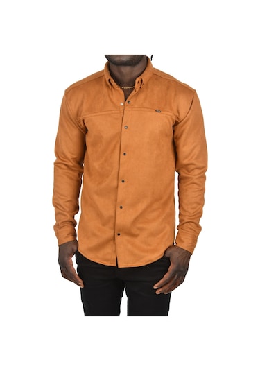 Deepsea Erkek Taba Çıtçıtlı Süet Gömlek 2500556 Taba