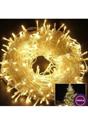 Yılbaşı Aydınlatması 100 Led Perde Hortum Sıcak Beyaz Işık Sarı