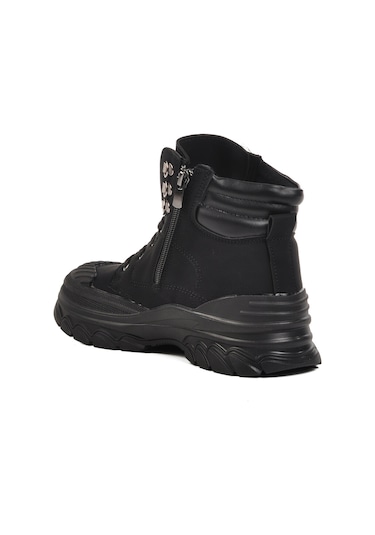 Siyah Fermuarlı Kadın Bot Puppis Z Siyah