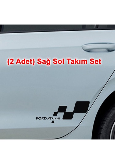 2 Adet Ford Focus Sticker - Kapı Altı Sticker - 30cm X 12cm - Siyah