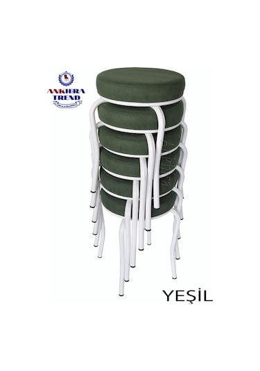 Tabure (Beyaz Ayaklı) ((6 Adet)-Mutfak Balkon Tabur...