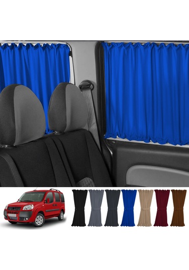 Pandami Fiat Doblo I 2000-2010 Uyumlu Mavi Raylı Oto Perde Takımı