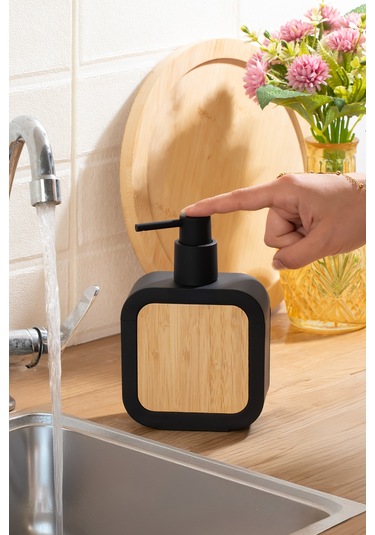 Porsima 3147 Banyo Ve Mutfak Sıvı Sabunluk 400ml Siyah-ahşap Ahşap - Siyah