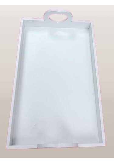 Hobi Erc Kalp Kulplu Tepsi 90404 Model Ahşap Mdf Parlak Beyaz Lake Boya El Yapımı