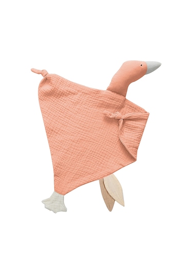 Ximistore9 Bebek Uyku Dostu Kumaş Peluşu - Tam Pamuklu İki Katlı Bezi - Kartun Kaz Desenli Sakinleştirici Havlu - Pembe