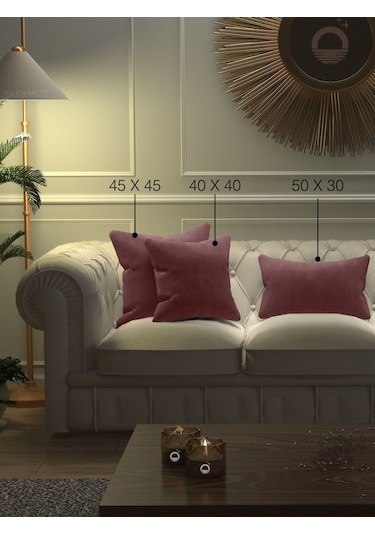 Lavanta Pembesi Kırlent , Yastık Kılıfı Kadife Görünümlü Velvet Touch Serisi Lavanta Pembesi