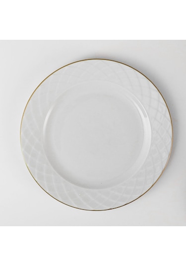 Güral Porselen Alfa 6 Parça 25 Cm Servis Tabağı Mat Altın File Ahşap