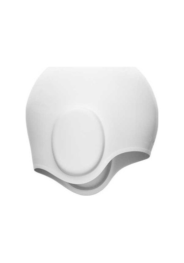 Dm Su Geçirmez Düz Beyaz Renk Silikon Yüzme Bonesi - Kulak Koruyucu Beyaz