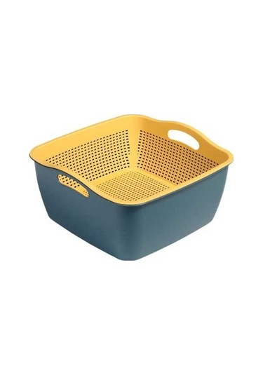 Novahub Sunttek Meyve Sebze Yıkama Sepeti Sebzeler İçin Süzgeç L Boyutunda, Sağlıklı Yemekler İçin Evde Kullanılır Mavi Sarı