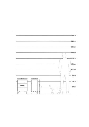 Arges Komodin 3 Çekmeceli 44x30x64 Çam-aytaşı Çam