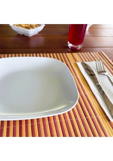 Alezy 593 Göreme Melamin Termostar Kare Servis Tabak 19 Cm Beyaz