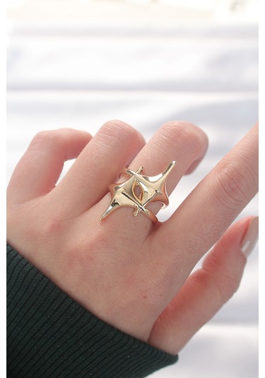 Yıldız Model Gold Renk Ayarlanabilir Yüzük - Tj-byk3144 Gold