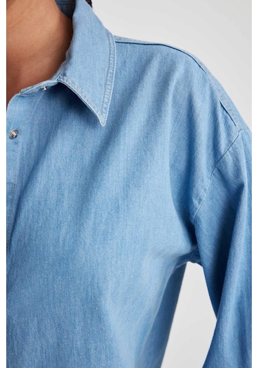 Defacto Fashion Fit Jean Gömlek B2391AX23HSNM28 Mavi