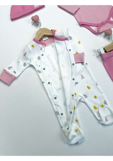 Sezgibaby Kisecik 4'lü Kız Bebek Tulum Çoklu Set Pembe