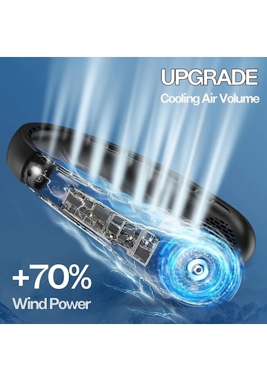 Xuweiwei Siyah Usb C Boyun Fanı Led Göstergeli 3 Ayarlanabilir Hız Sessiz Bıçaksız Soğutma Uzun Ömürlü Pil Taşınabilir Fan